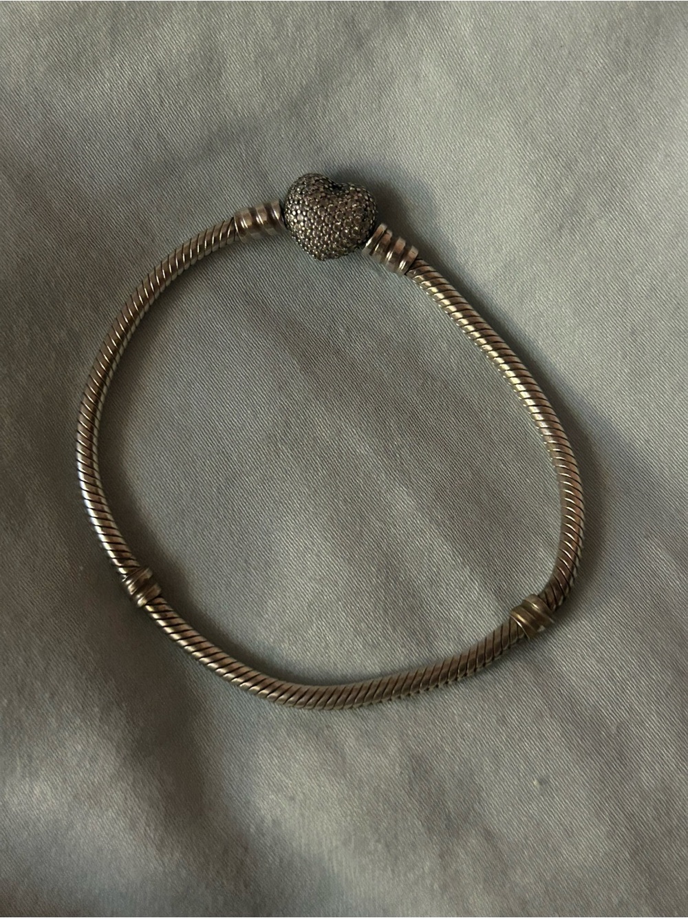 Pandora Sterling Silver Heart Clasp Snake Chain Bracelet - Silver
